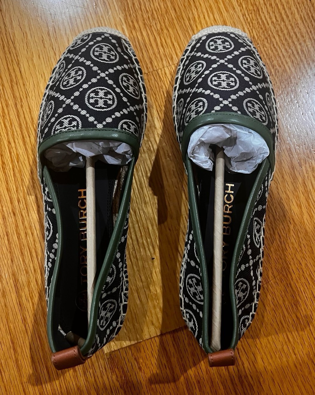 Tory Burch T monogram platform espadrille Navy Logo Jacquard size 9