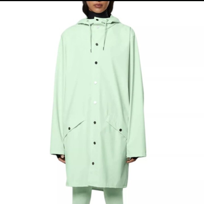 Rains Unisex size XS Mineral Mint Green Long Jacket 12020 MSRP 125 *No smell*