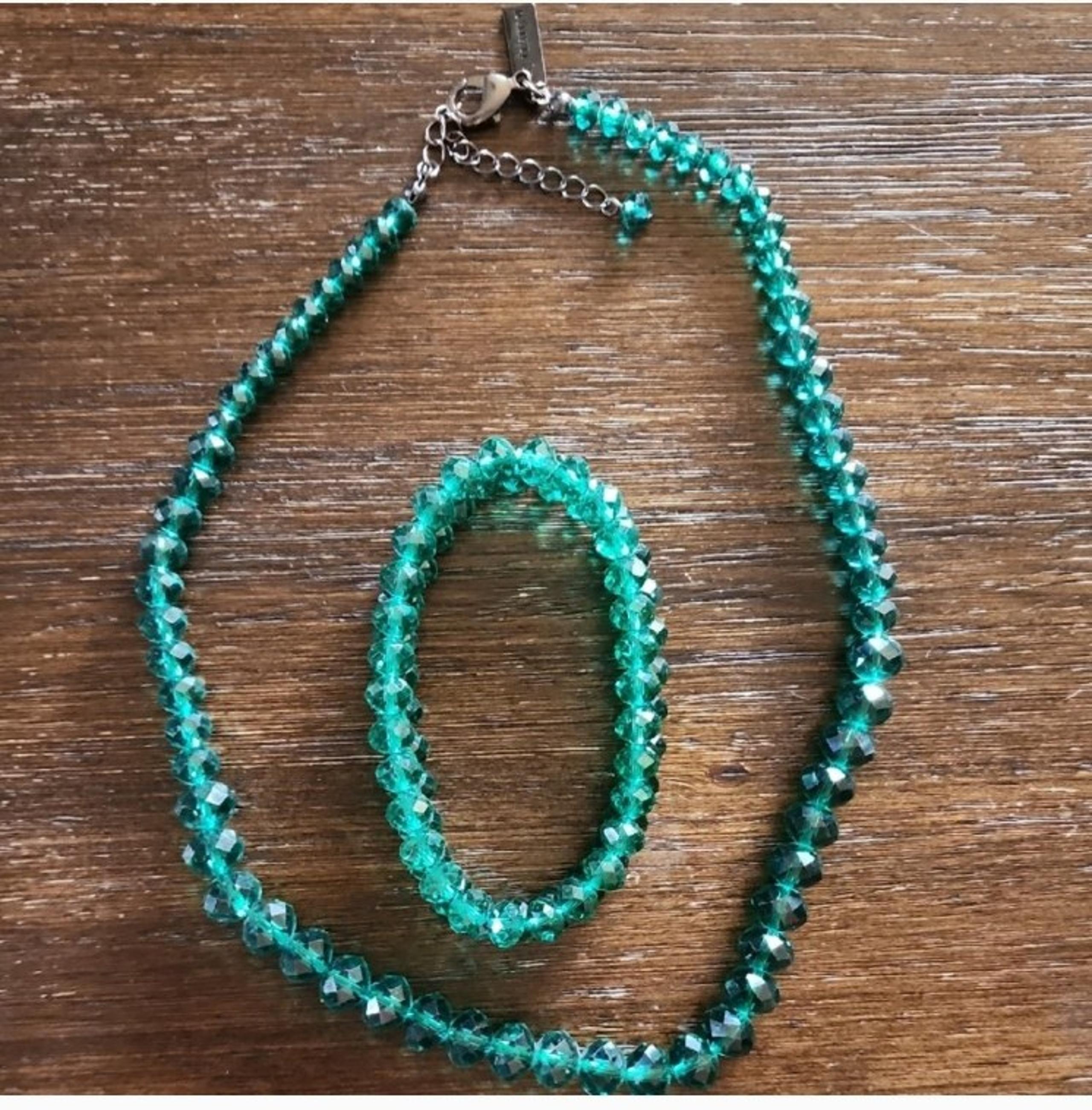 NWT The Limited Dark Teal Beaded Necklace and Bracelet
