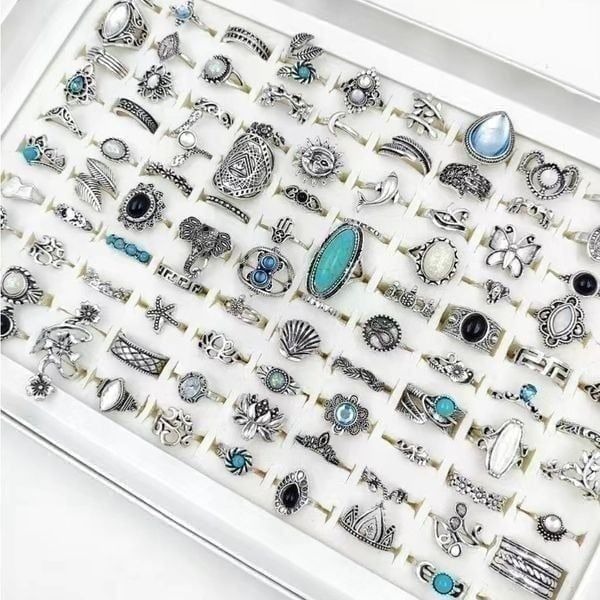 Set Of 20 Silver Ring Set Womens Boho Fashion Trendy Jewelry Gift Brand New