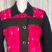 Custo Barcelona 8 Bright Pink Mod Geo Printed Pea Coat Jacket Wool Trim 429
