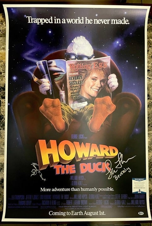 Lea Thompson & Ed Gale Signed Howard The Duck 27x40 Full Size Poster BAS COA