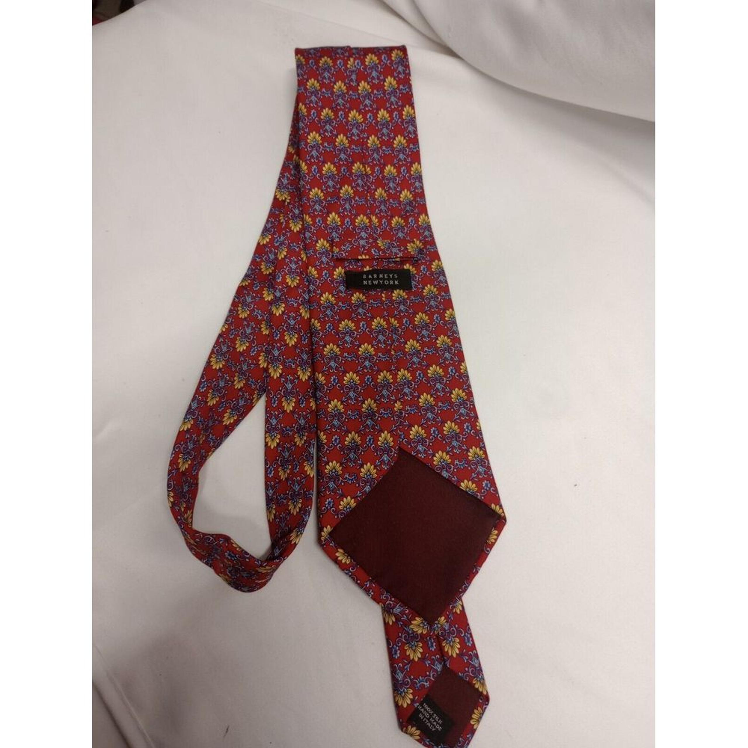 Barneys New York Men's Silk Necktie Red Floral Print