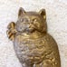 Vintage Brass 7in Cat Kitty Ribbon Bow Door Stop Figurine Bookend