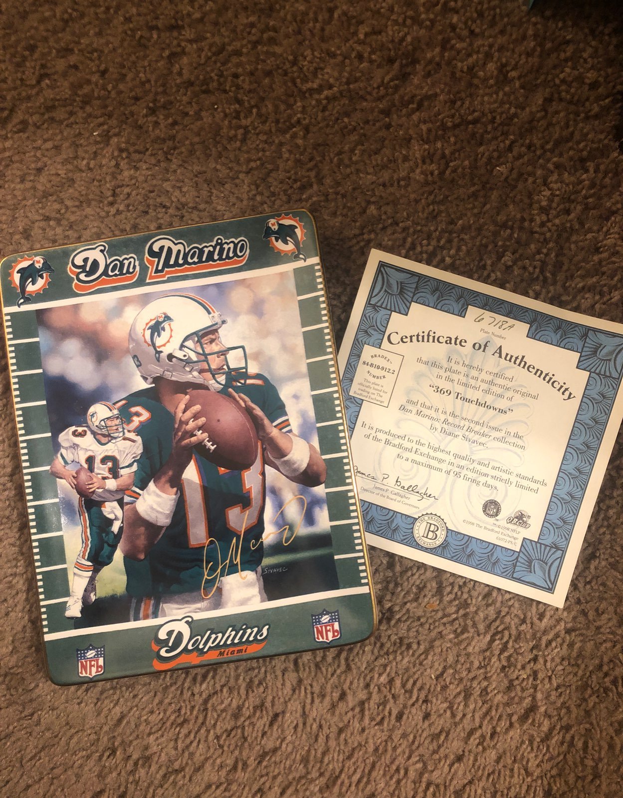 98' Dan Marino Plate 84-B10-912.2 Authen