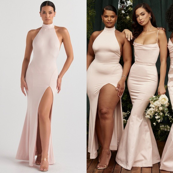 HOUSE OF CB 'Juliette' Blush Halter Maxi Gown
