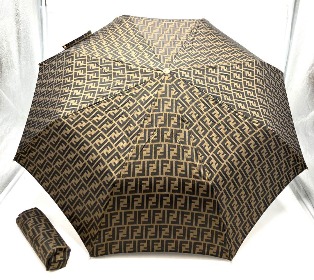 FENDI Zucca Pattern Umbrella Canvas Folding Umbrella with Case