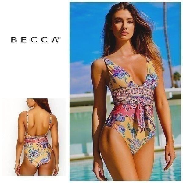 New. BECCA floral wrap swimsuit. NWOT