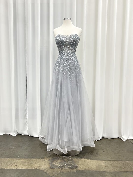 22. Dreamy A-Line Silver Dress