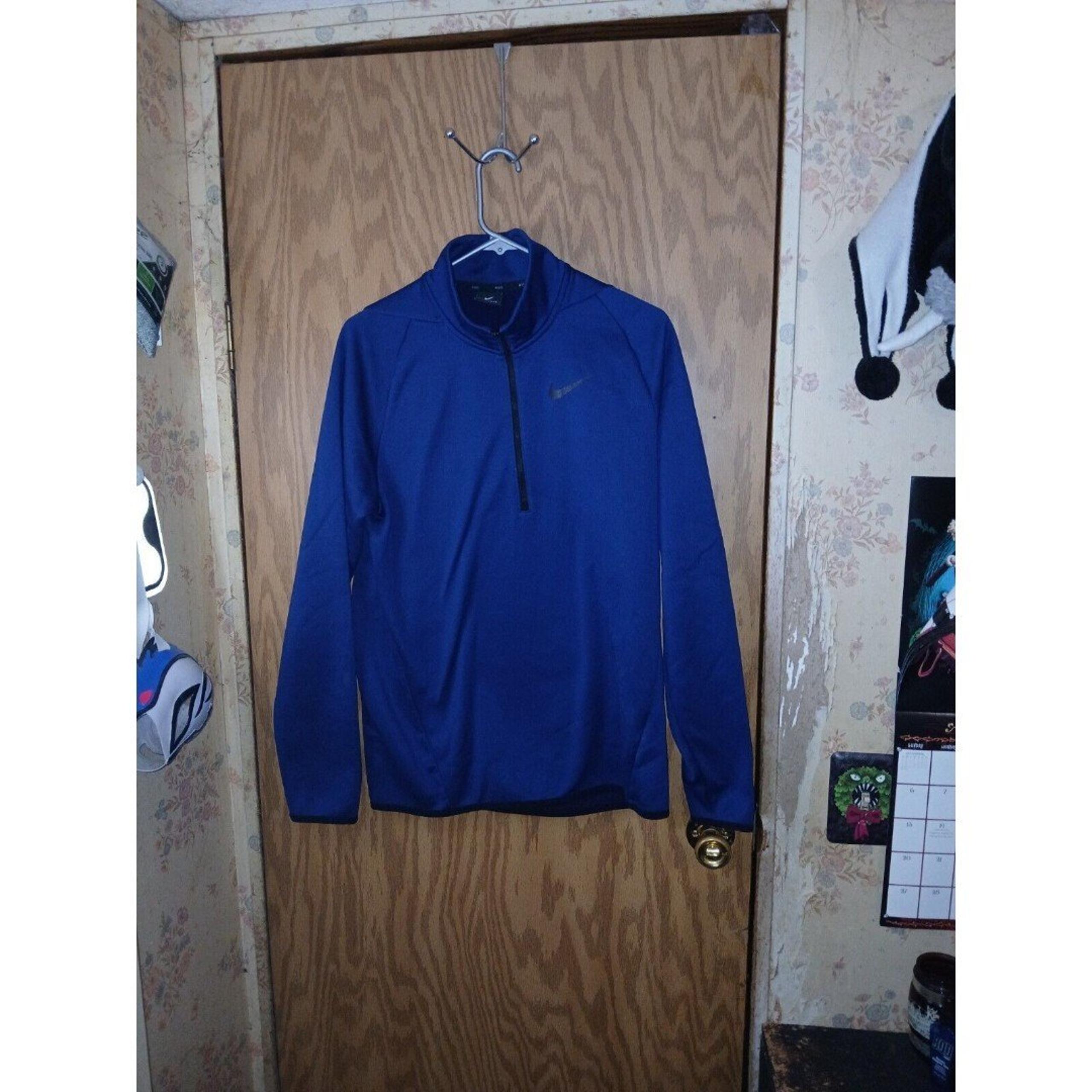 Nike Dri-Fit Jacket Blue With Black Trim 1/2 Zip Pullover Mens Size Medium