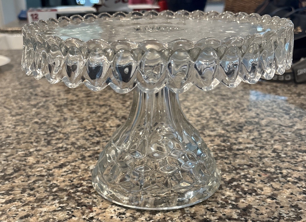 Vintage Fostoria American 10 Round Glass Pedestal Cake Stand