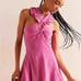 Free People Sleeveless Halter Backless Ruffle Bodycon Mini Party Dress Pink SzXL