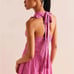 Free People Sleeveless Halter Backless Ruffle Bodycon Mini Party Dress Pink SzXL