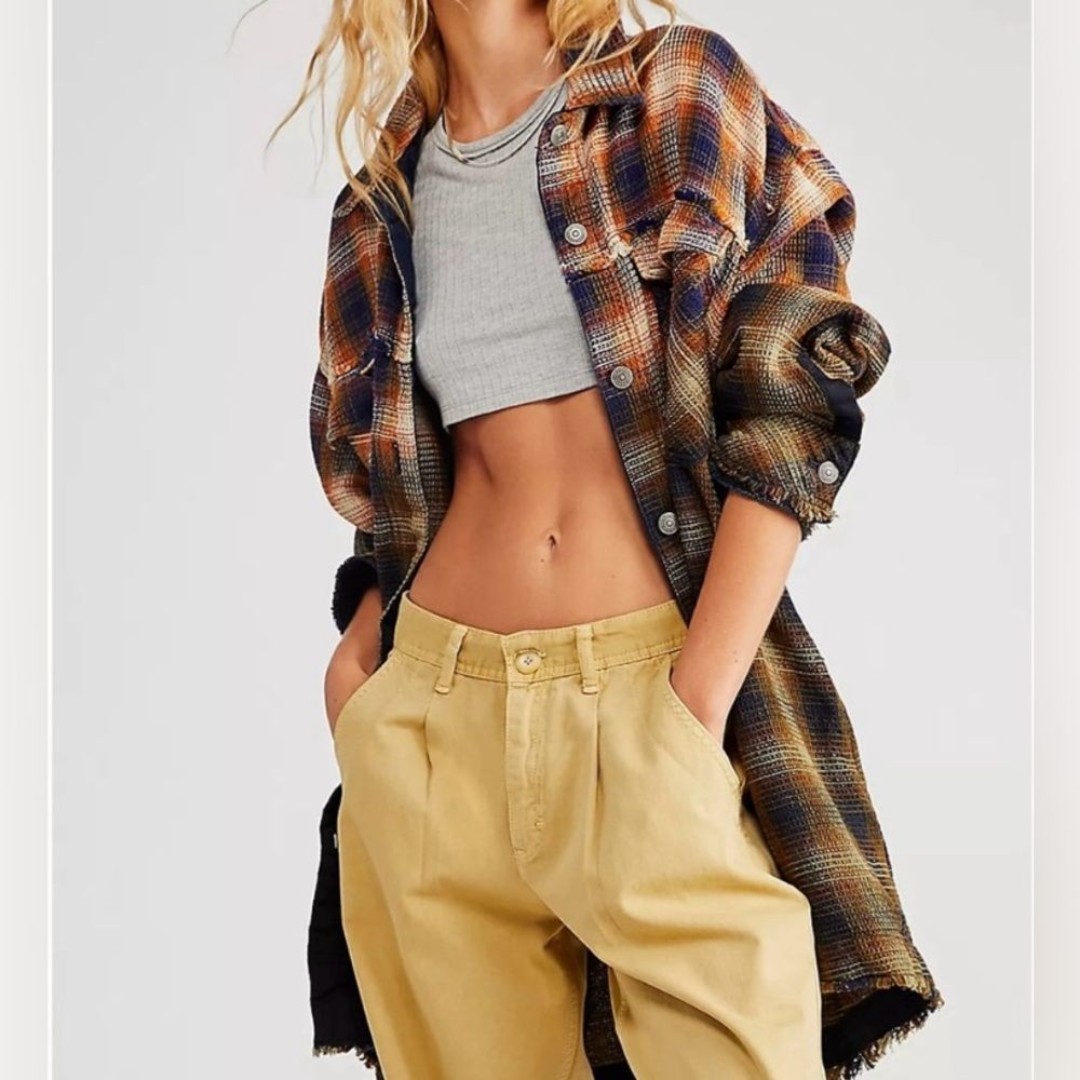 We The Free by Free People Anneli Plaid Shirt Jacket Size Medium. New with Tags
