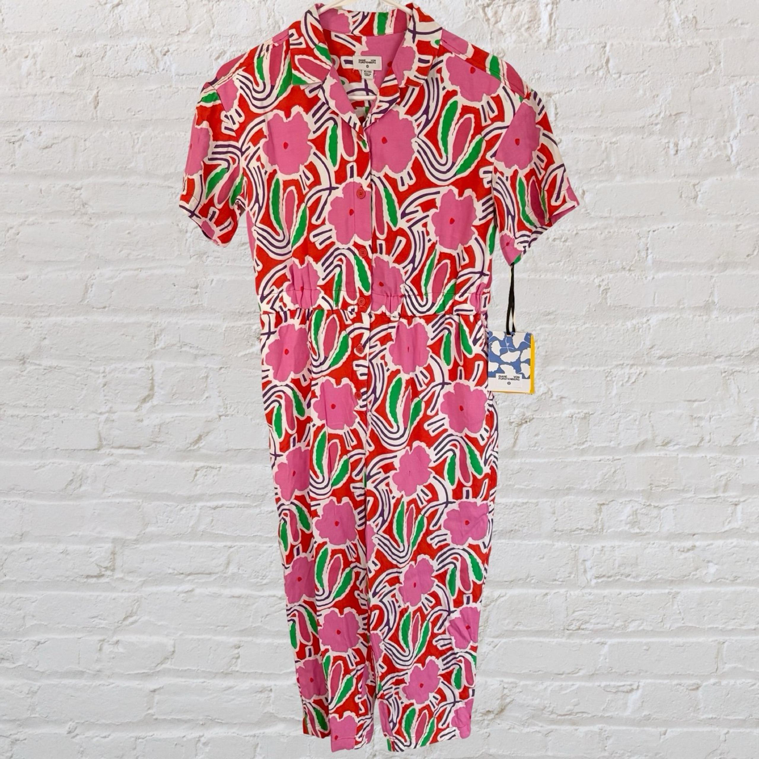 NWT Girls Diane Von Furstenberg DVF x Target Flower Groove Pink Jumpsuit XL 14