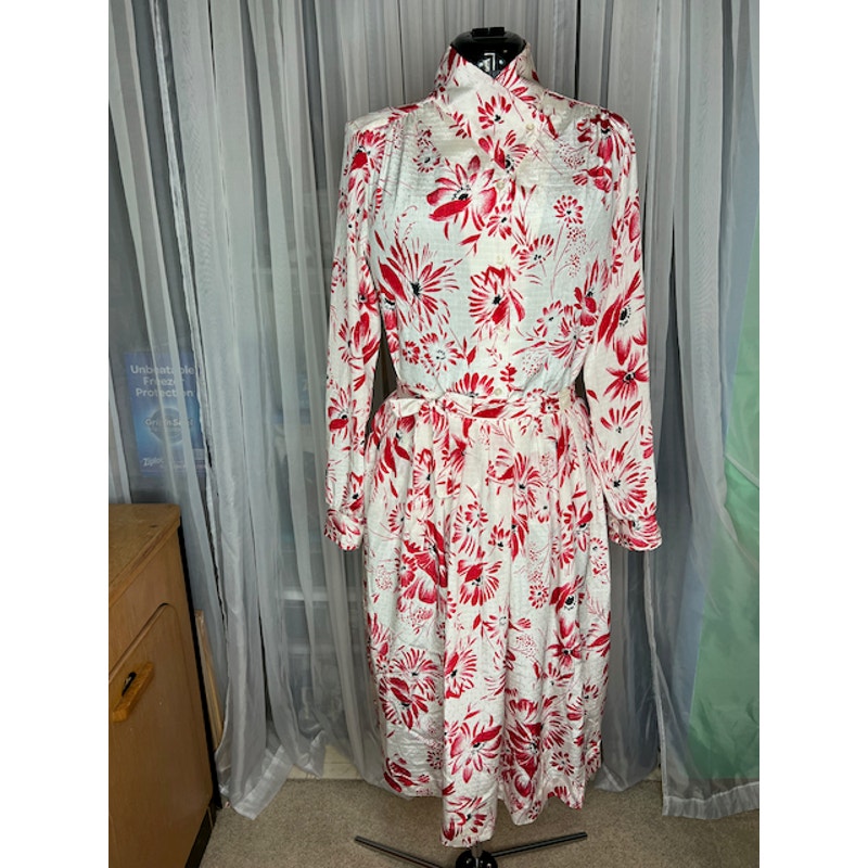 Skirt set floral red white shoulder pads