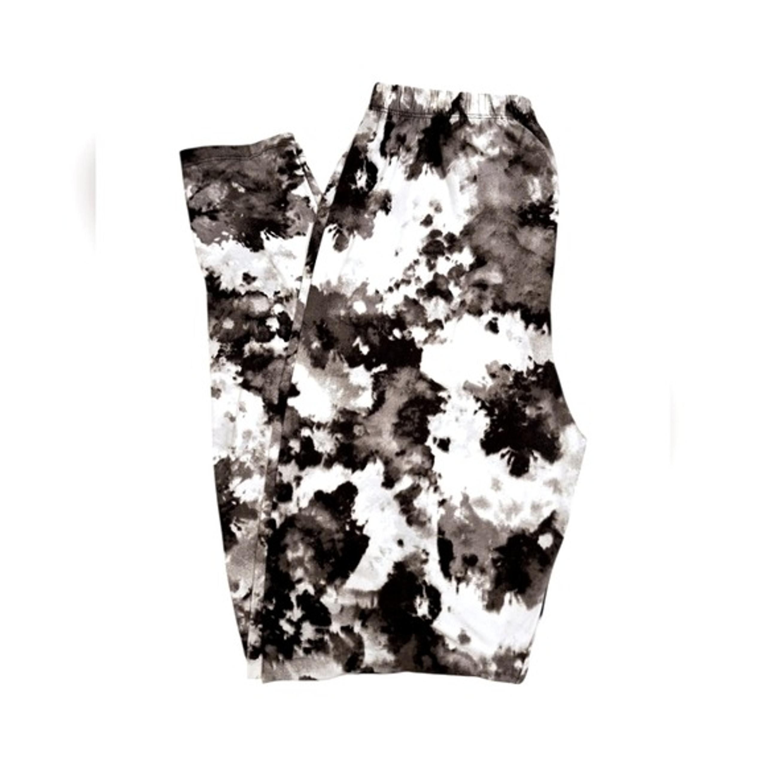 Women's Black & White Tie Dye Full Length Leggings~L/XL~Size 12-14