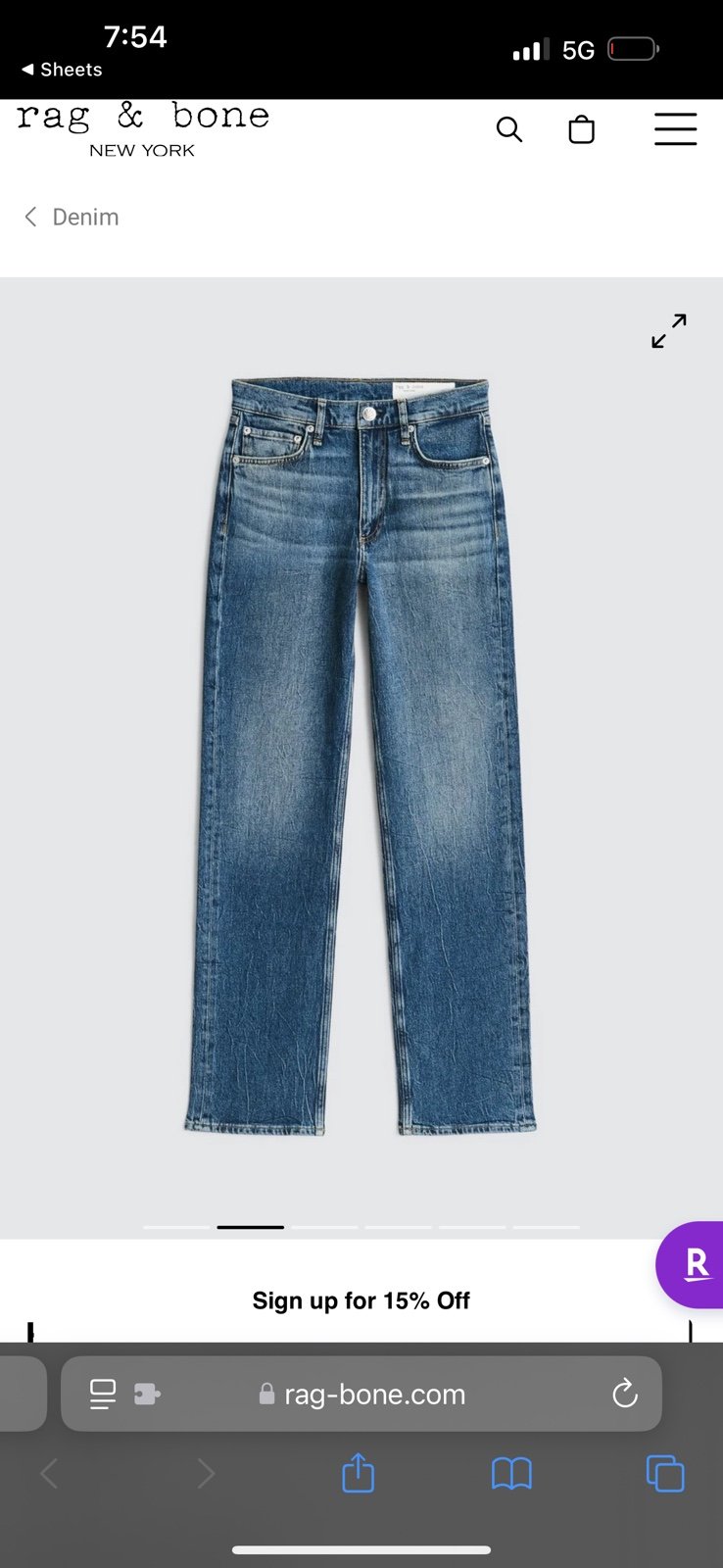 rag & bone Harlow Full Length Straight Jean