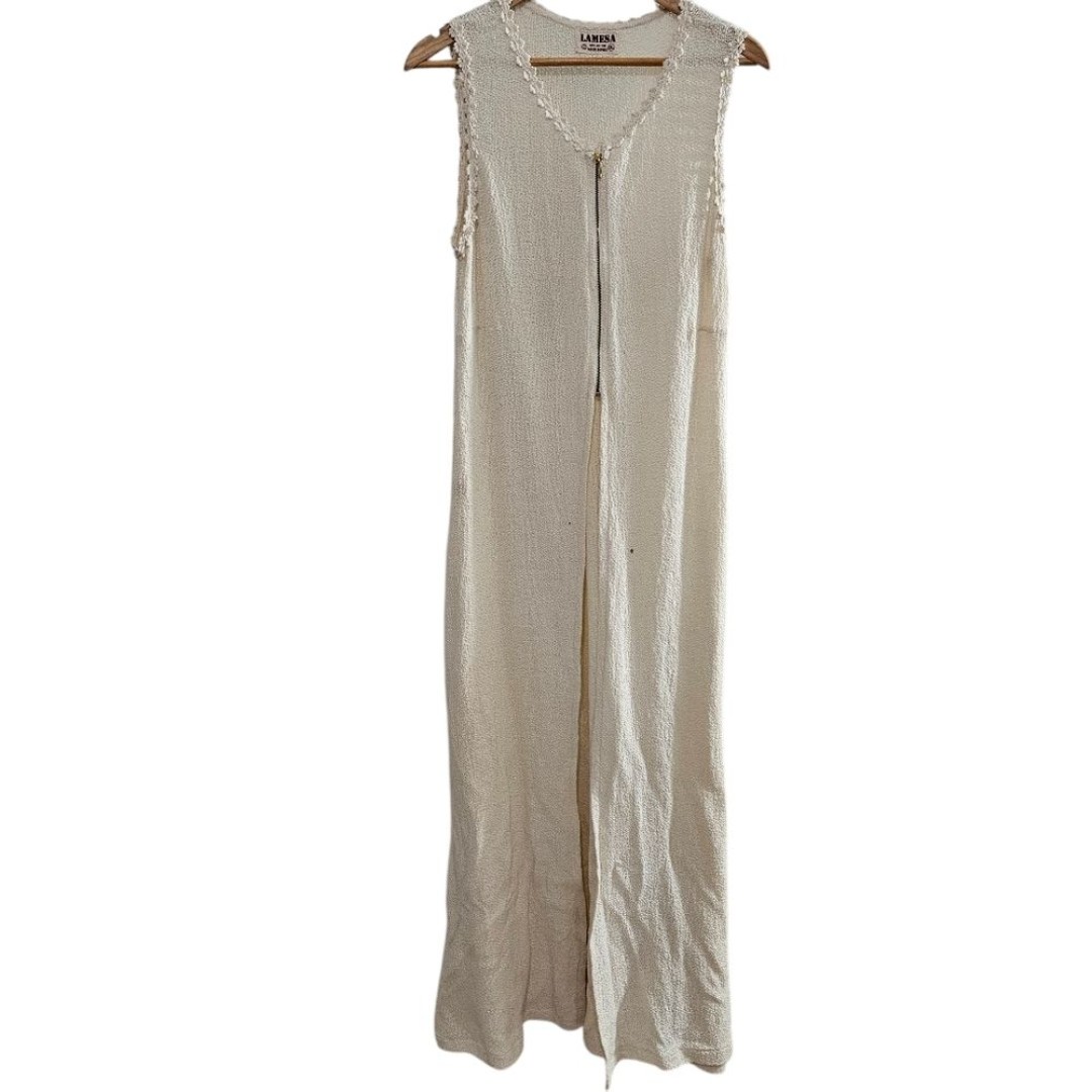 Lamesa Handcrafted 100% Half-Zip Sleeveless Duster Size Xl