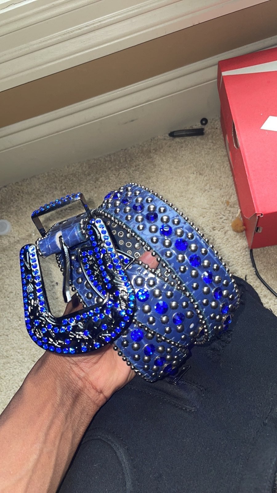 All blue designer belt