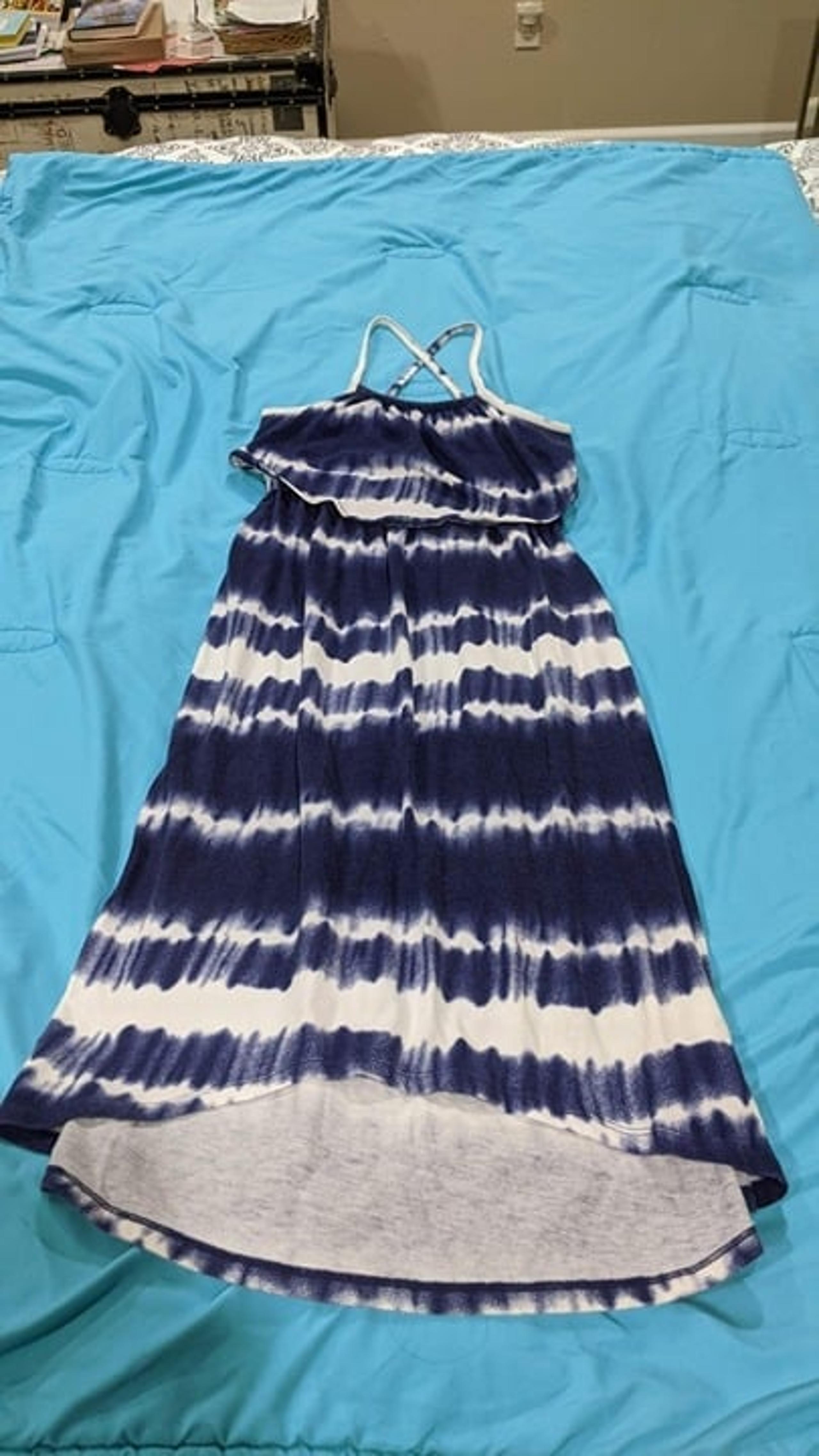 Blue/white tie dye long summer dress