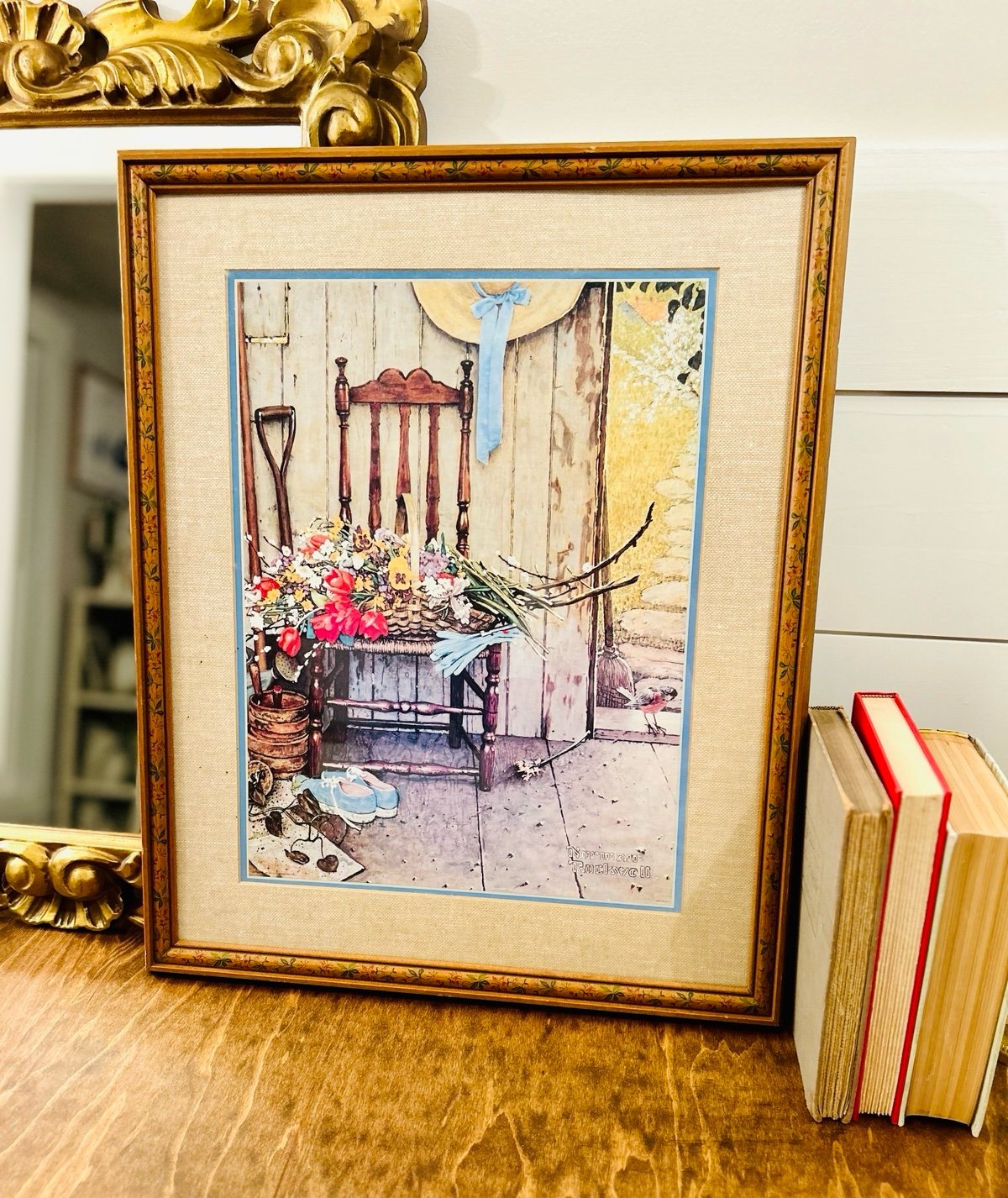 Spring Flowers by Norman Rockwell Print Framed