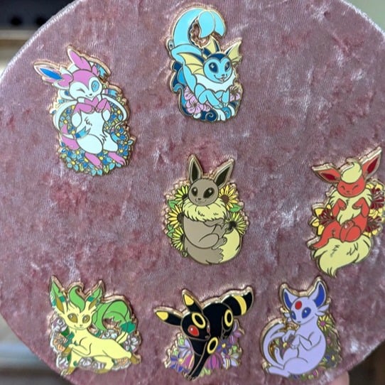 [7] PinAndTonic Pokemon Eeveelution Hard Enamel Pin Set