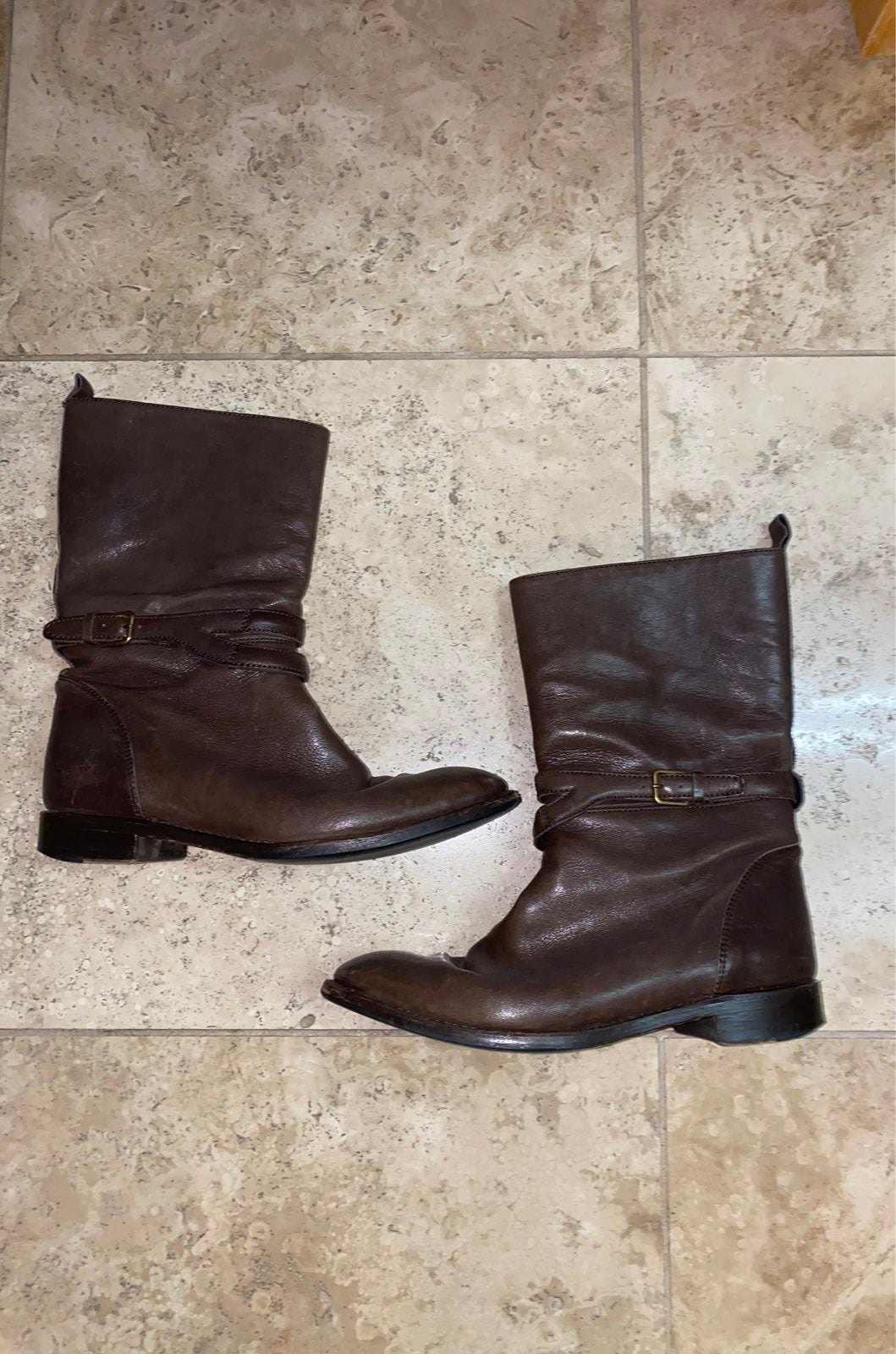 Yves Saint Laurent brown mid-calf leather boots 8