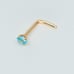 Solid 14kt Gold nose piercing Aqua CZ