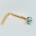 Solid 14kt Gold nose piercing Aqua CZ