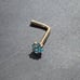 Solid 14kt Gold nose piercing Aqua CZ