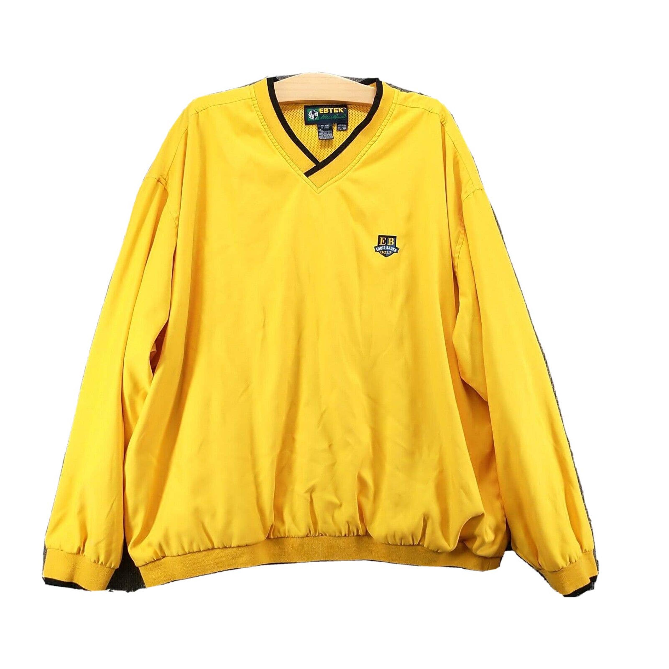 Eddie Bauer Golf Men's Pullover Windbreaker Jacket Yellow XL Long Sleeve Vintage