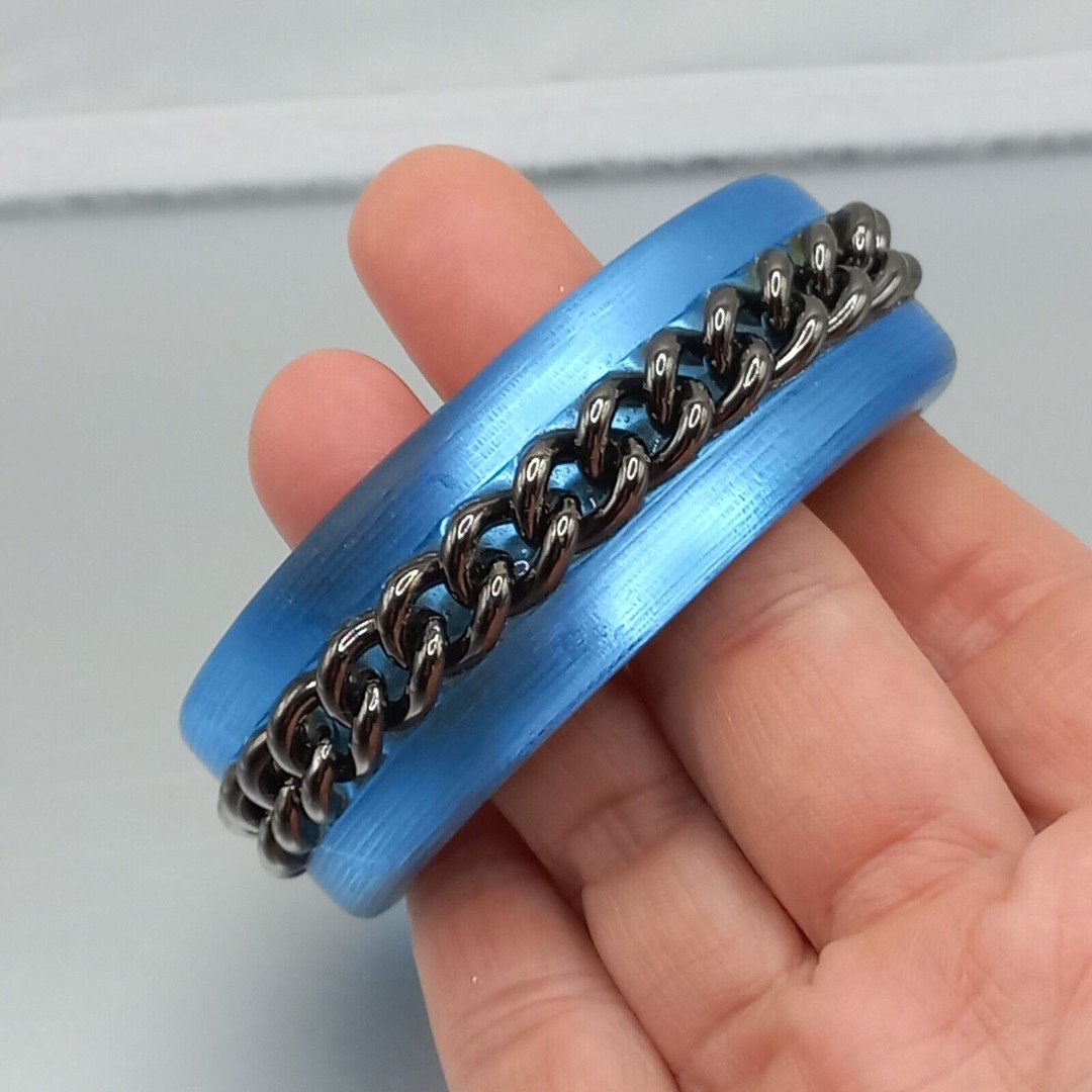 Alexis Bittar Blue Lucite Chain Cuff Signed