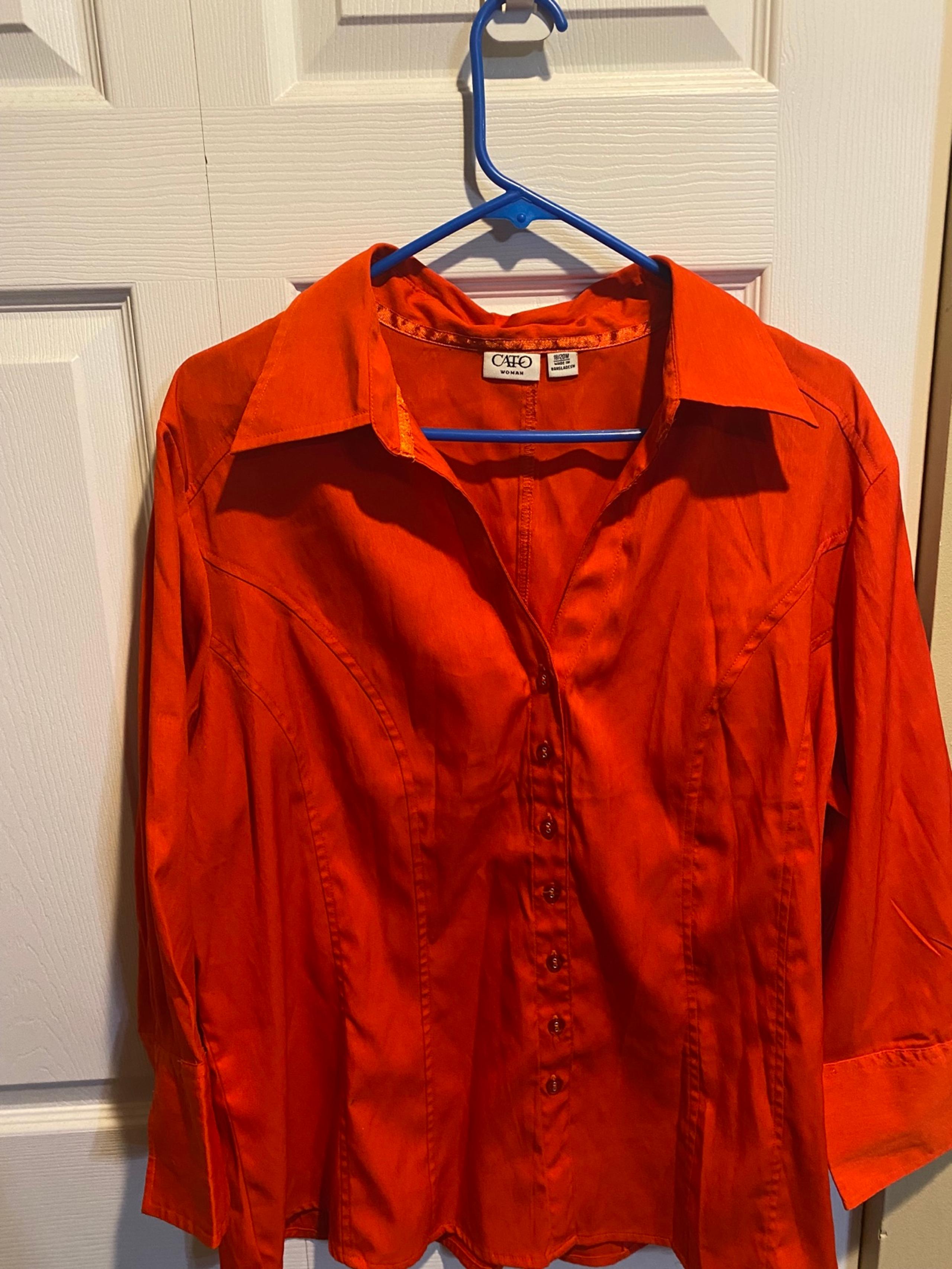 Women's Cato Red Button Down Dress Shirt Career Top  Size 18/20 3/4 Sleeve