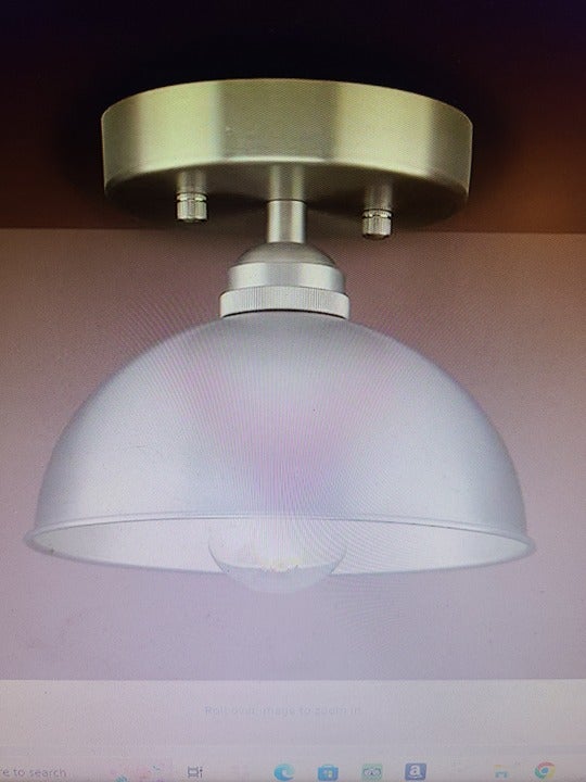 Yosoan Semi Flushmount Vintage Industrial Ceiling Light, 1-Light Silvertone