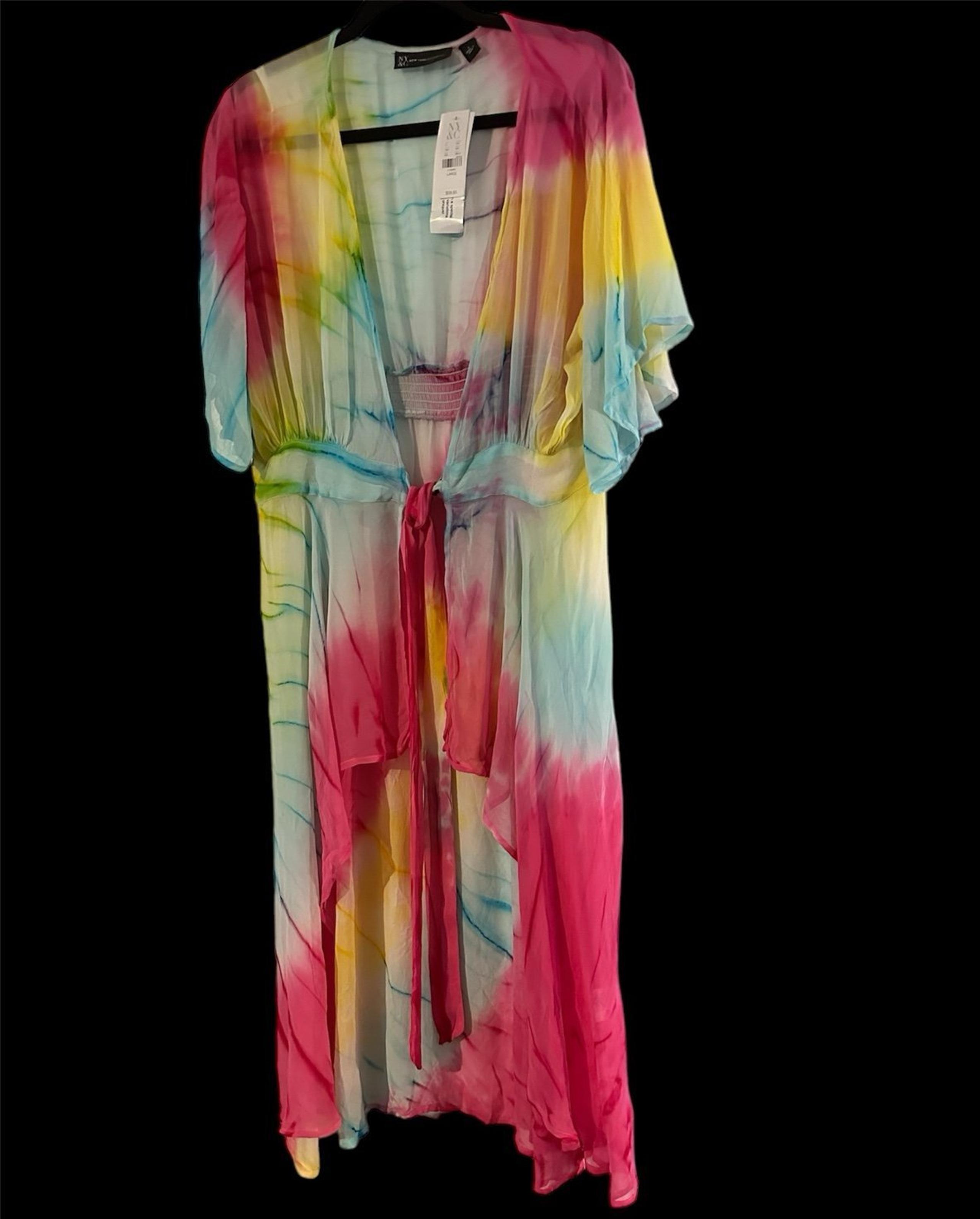 NWT New York and Company Colorful Rainbow Top SZ L