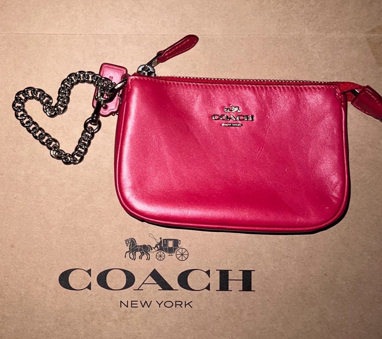 EUC COACH Nolita 15 New York Red Leather Convertable Purse Wristlet