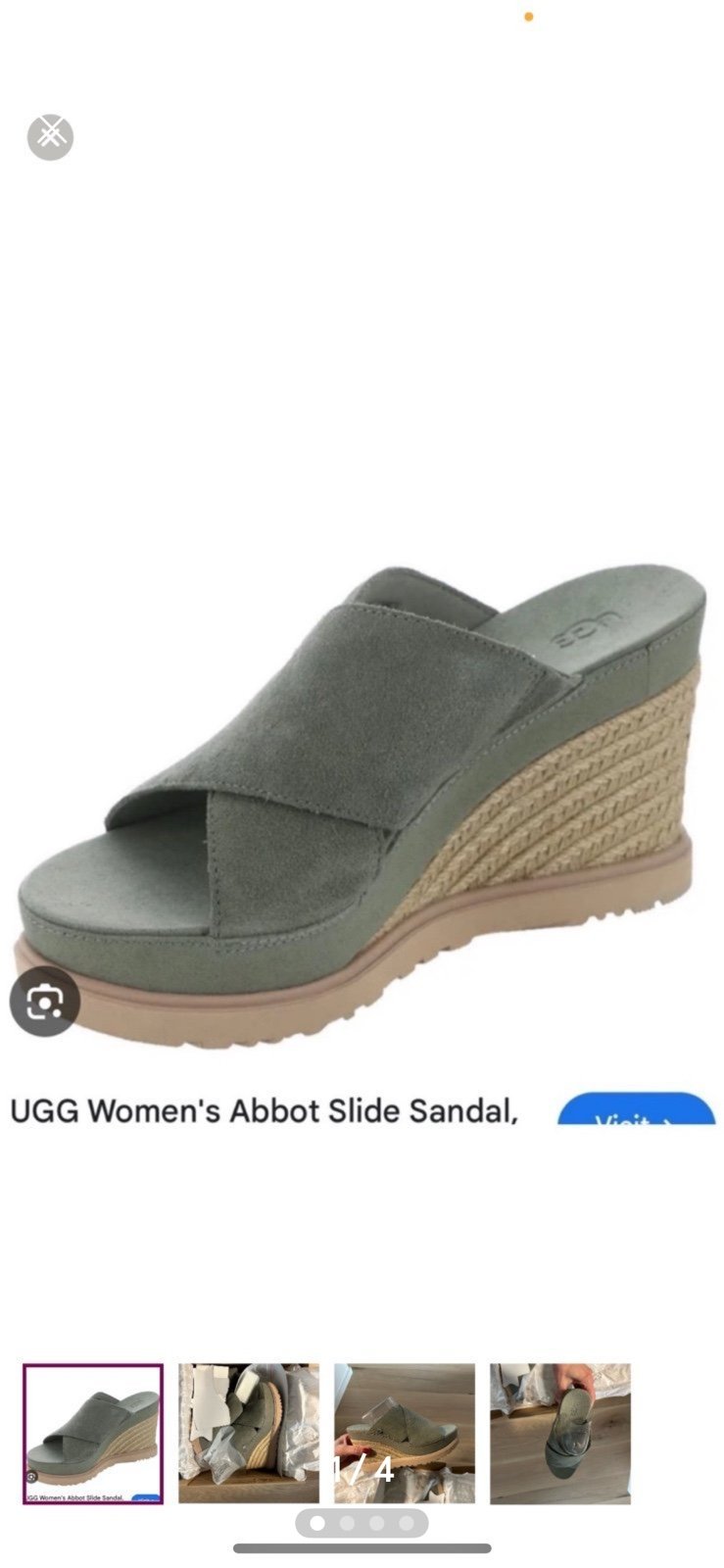 UGG sz 7.5 Wedge sandal suede green.
