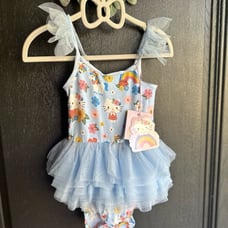 Posh Peanut Hello Kitty Springtime Blue 2T Tulle bodysuit dress