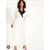 New! Eloquii Cream Draped Front Tuxedo Style Cropped Long Sleeve Jumpsuit, 18