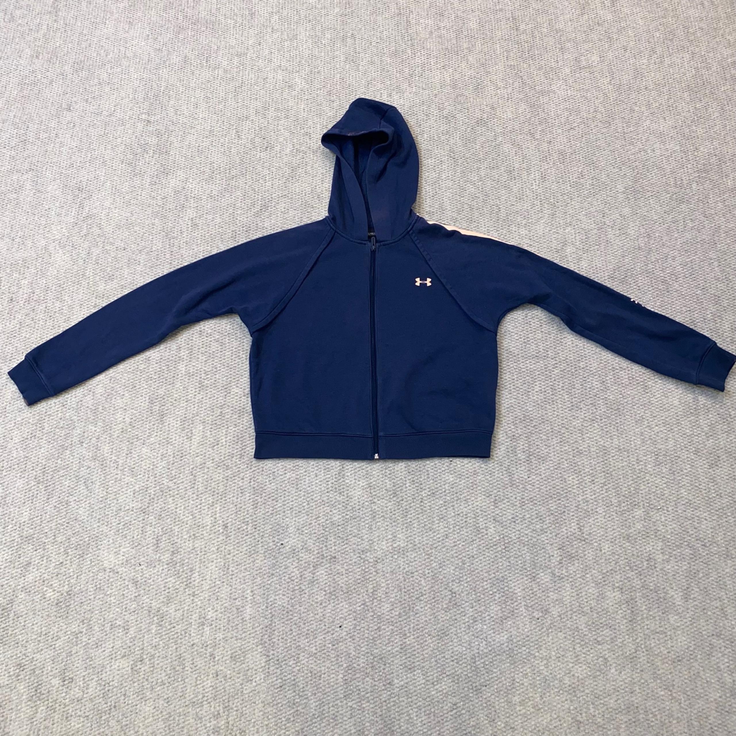 Under Armour Full Zip Sweater Navy Blue / Salmon Women Size Medium *Stains*