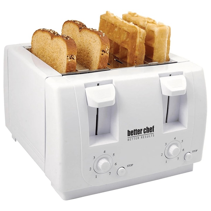 Better Chef Wide Slot 4-Slice Dual Control Toaster White - REFURBISHED 99241