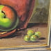 Vintage Still Life Fruit Bowl Oil Painting Apple Canvas Wood Frame Midcentury