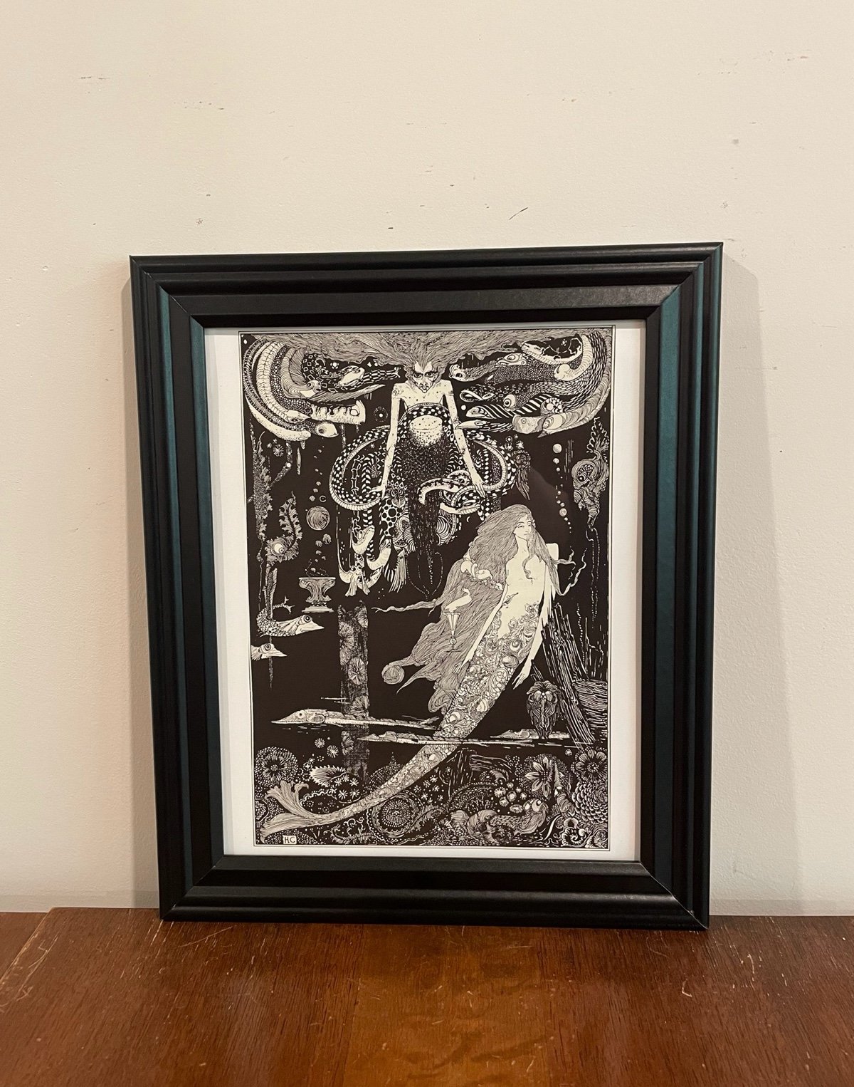 Little Mermaid & Sea Witch Framed Art 10x12 Harry Clarke Hans Christian Andersen