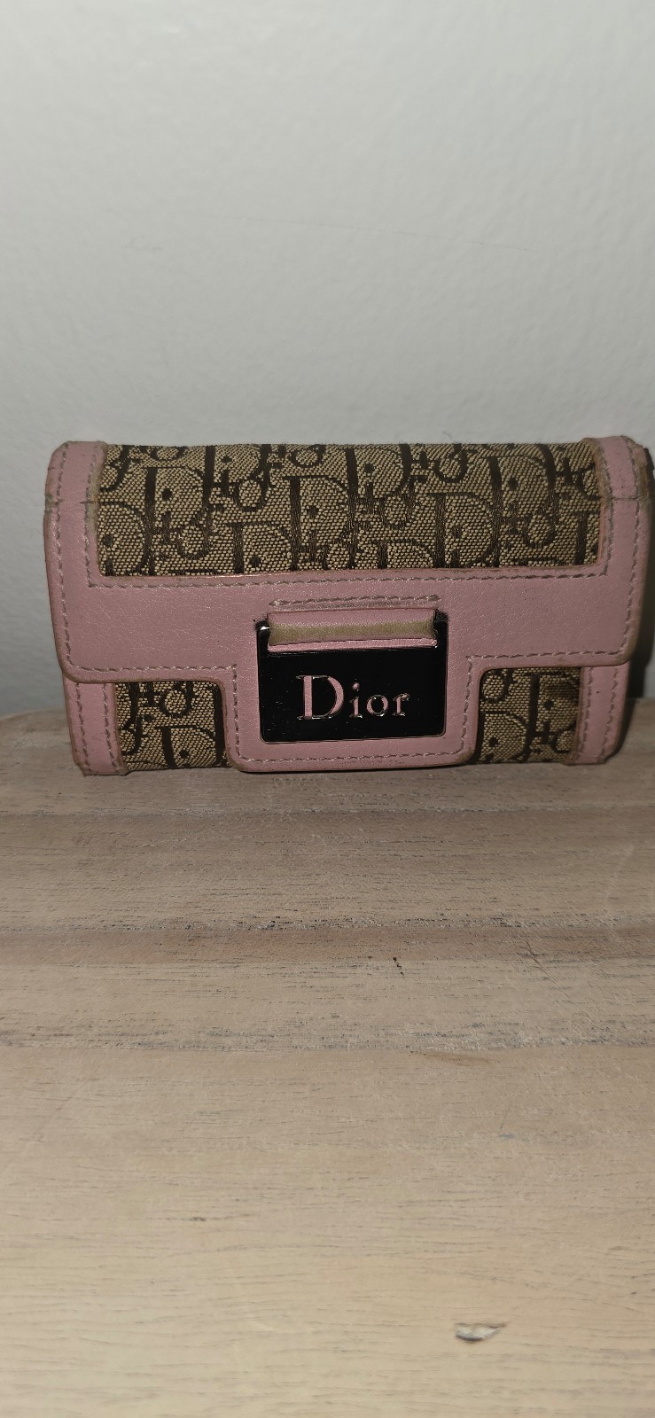 Dior Key Holder/small wallet Canvas Street Chic Christian Folded Purse PINK