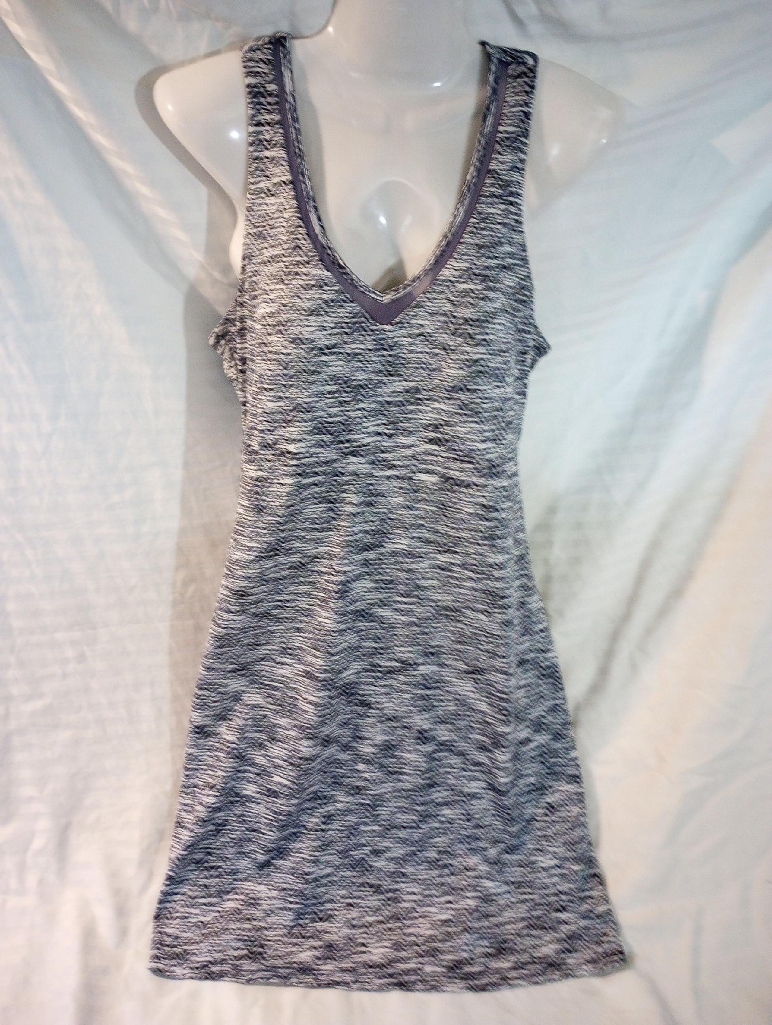 MPG blue & white print tank dress w built in bra size large