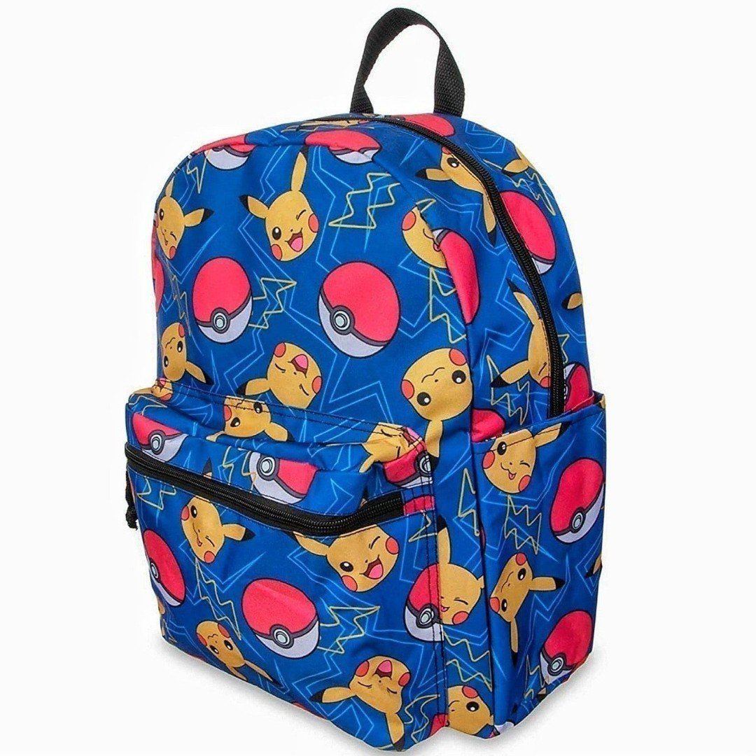 Pokemon Pokeball & Pikachu 16 Kids School Backpack with All-over Print New