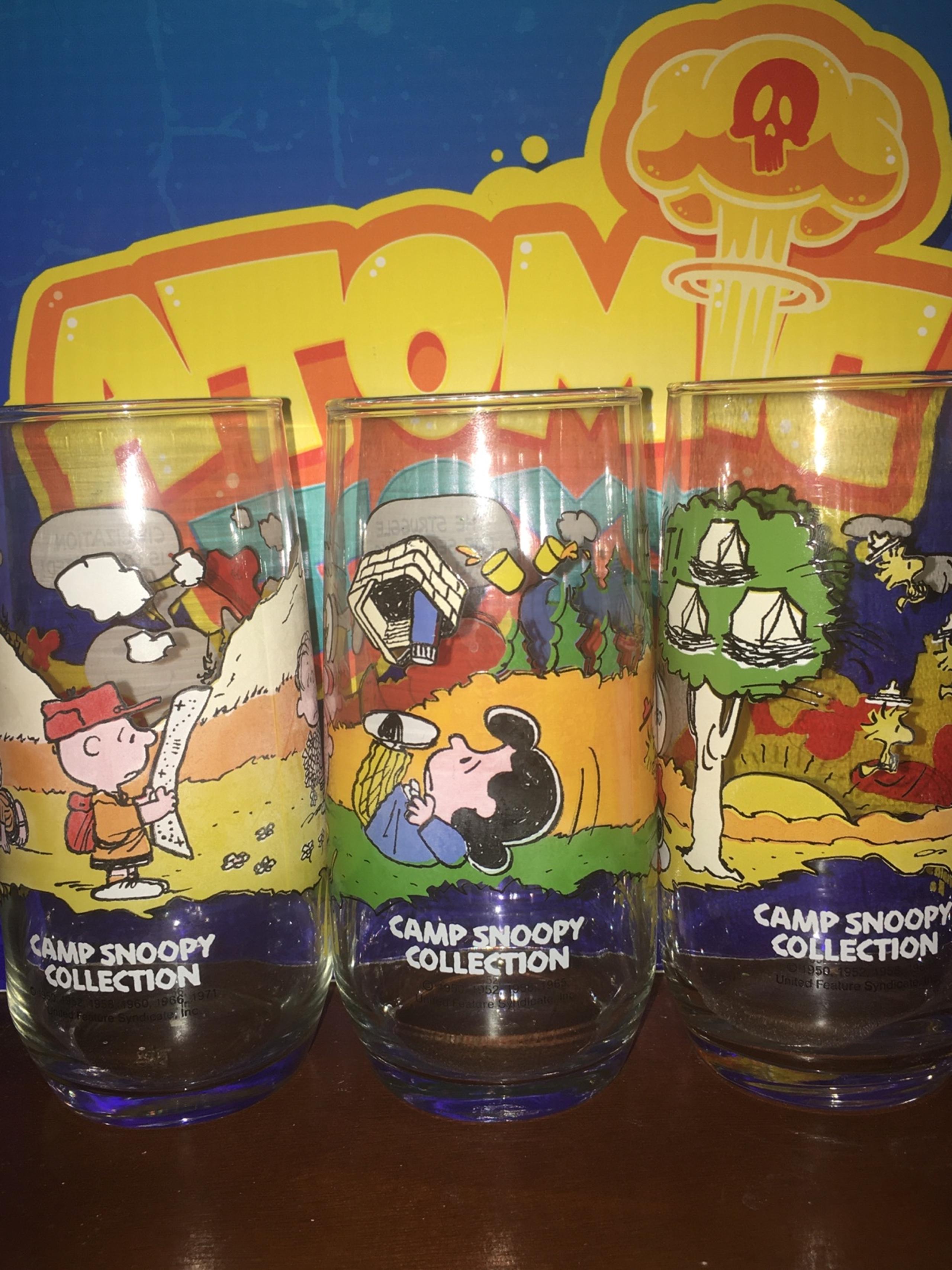 Lot of 3 Different Vintage Camp Snoopy 1983 McDonalds Glass Cups