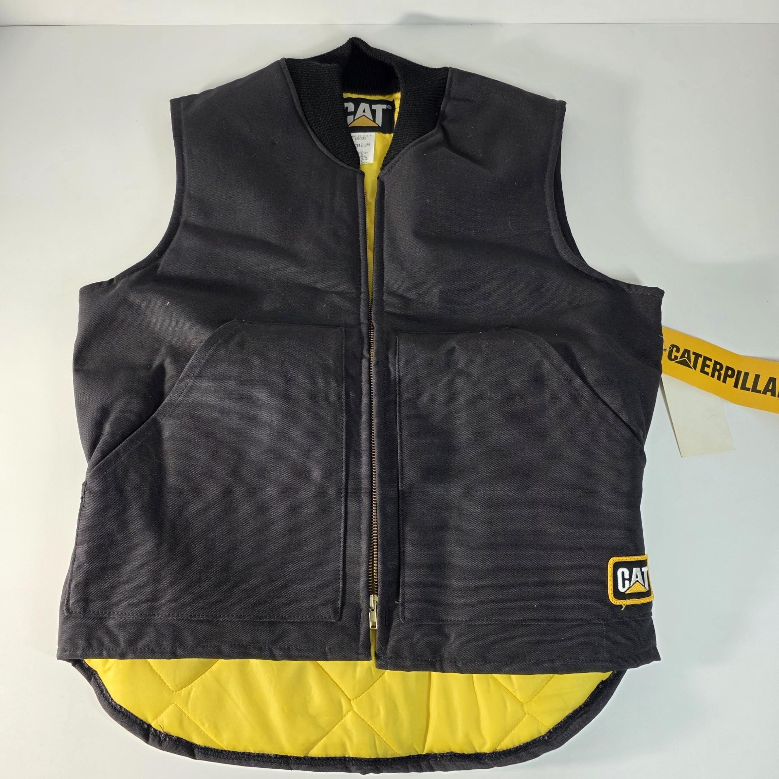 NOS Vintage Caterpillar CAT Canvas Quilted Lined VEST USA Made Mens Medium