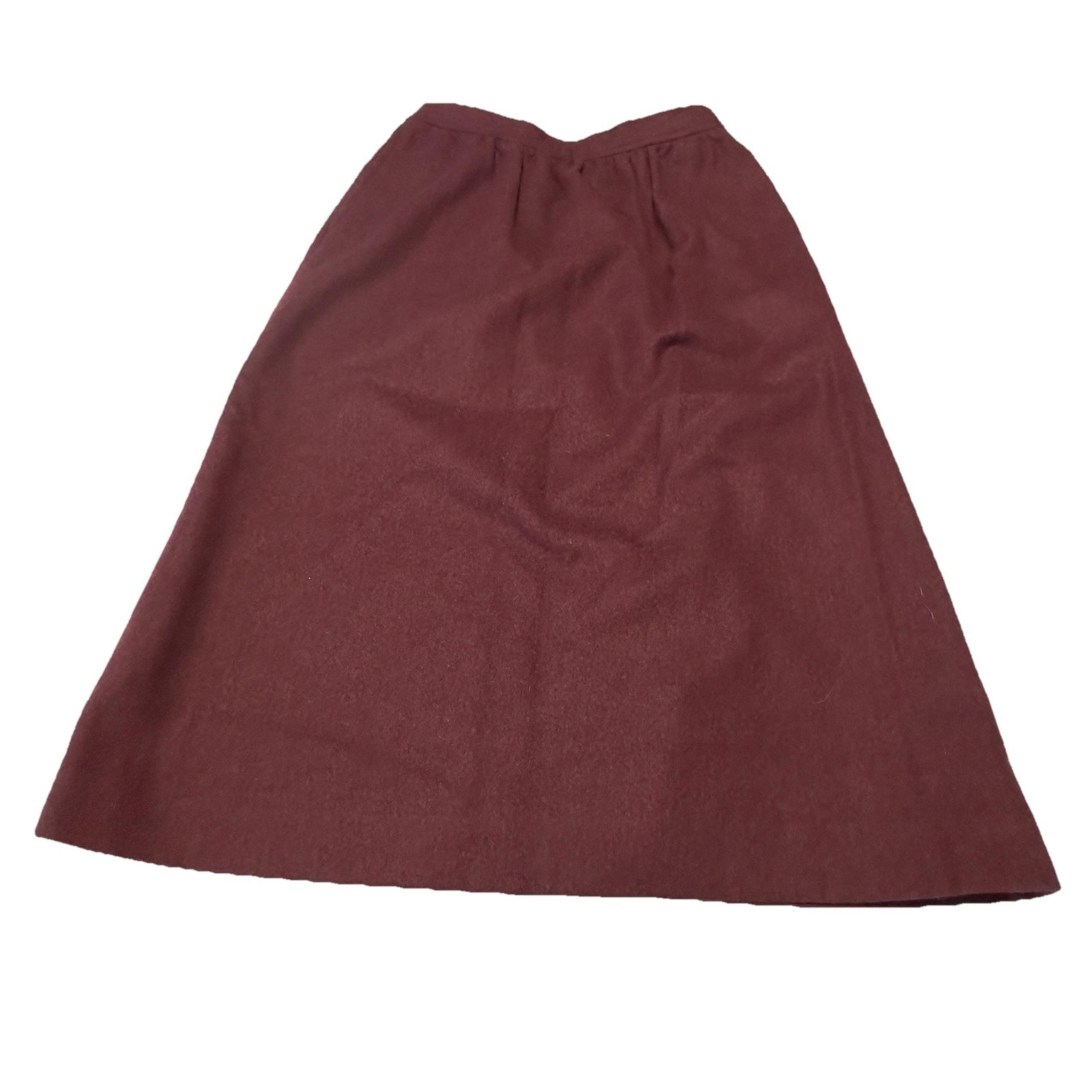 Vintage Evan Picone Womens Skirt Burgundy Size 10 A-Line Wool Union Tag 60s 70s